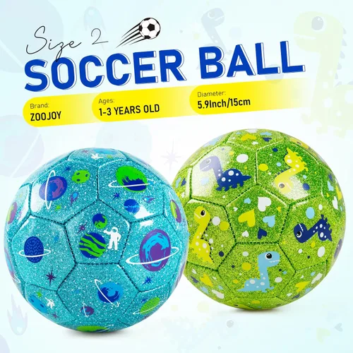 Miniatura 2 de ZOOJOY Balón de fútbol de tamaño 2 para niños pequeños, paquete de 2 pelotas de fútbol para niños con bolsa de malla de inflador, juguetes