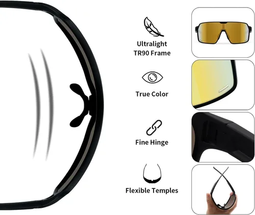 Miniatura 5 de Karsaer Lentes de sol deportivos de gran tamaño para hombres y mujeres, lentes de protección UV de marco grande, ideales para béisbol, correr, Marco