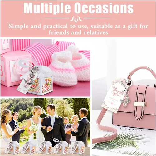 Miniatura 6 de OurWarm 48 regalos de baby shower, incluyendo bonitos llaveros de ángel, cajas de regalo y tarjetas de agradecimiento para regalos de bautismo