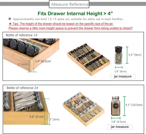 Miniatura 3 de Estante de bambú de 3 niveles para especias, gabinete de cocina de madera, organizador de especias, soporte para tarros de especias