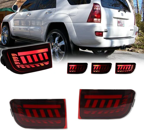 para 2003-2005 Toyota 4Runner, 2002-2009 Toyota Land Cruiser Prado 120 Reflector de Parachoques Trasero Señal de Giro Secuencial Luces de Freno y