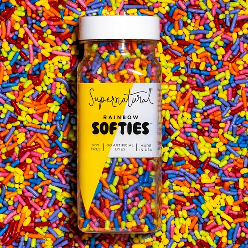 Supernatural Rainbow Softies - Gránulos naturales, fabricados en Estados Unidos, sin tintes artificiales, sin soja, sin gluten, vegano, 3 onzas