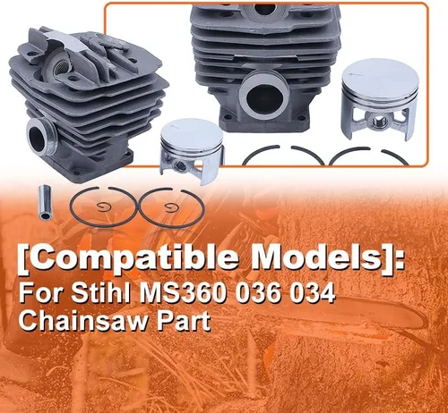 Miniatura 4 de Kit de anillo de pistón de cilindro de 1.890 in para Stihl MS360 036 034 Filtro de combustible de aceite de motosierra, cilindro, pistón, perno