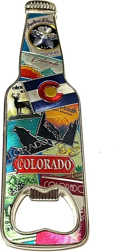 Miniatura 4 de SUREG - Imán de abrebotellas de recuerdo en forma de botella, varios estados y ciudades, coleccionable, diseño de collage retro, recuerdo Chicago