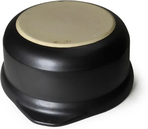 Miniatura 4 de Cacerola de arcilla de 50 onzas, resistente al calor, tazones de cerámica de alta calidad, tapa para cocinar, sopa color negro y blanco