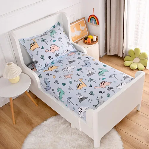 Juego de sábanas suaves y fundas de almohada para cama Dnio, 2 piezas, sábanas para niños con estampado de dinosaurios tamaño individual 2 piezas