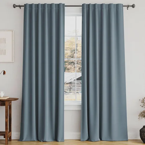 Miniatura 65 de Turquoize Cortinas Opacas para Tratamiento de Ventana con Trabillas Traseras para Sala de Estar/Dormitorio, Tratamientos de Ventana con Aislamiento