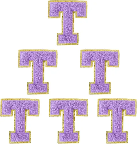 Miniatura 76 de 6 piezas de parches de letras de chenilla autoadhesivas, parches de letras preppy de 2 pulgadas para bolsos, ropa y sombreros, grandes pegatinas