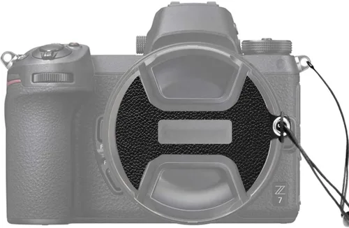Foto&Tech Paquete de 2 calcomanías de cuero de 2.047 in con logotipo recortado para lente de cámara, adhesivo 3M compatible con Nikon D7500 D7200