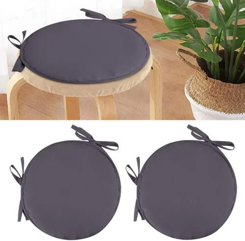 Womenyiaor Juego de 2 cojines redondos para silla, cojines de asiento para interiores y exteriores con lazos, cojín de repuesto para el hogar y la