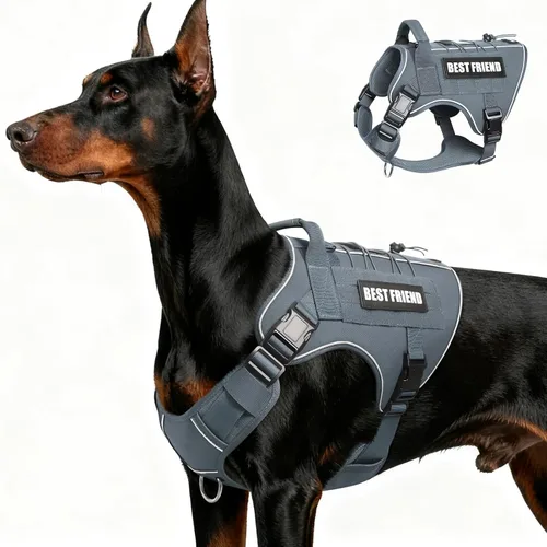 Miniatura 26 de Arnés Táctico para Perros Talla Pequeña, Sin Tirones Chaleco Militar para Perros con Asa, Arnés Reflectante de Servicio Pesado para Mascotas