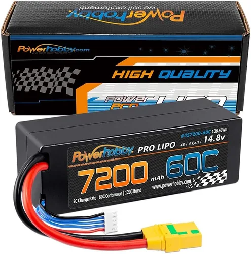 Miniatura 5 de PowerHobby 4S 14.8V 7200mAh 60C-120C Lipo Battery XT90 Plug 4-Cell Hard Case (2) Compatible con Arrma Kraton Outcast Talion Typhon