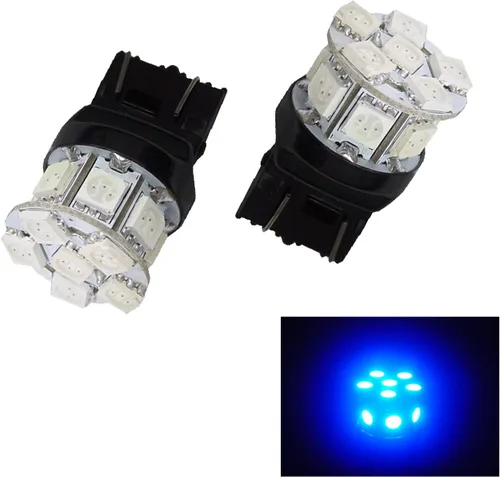 PA LED 2 piezas 13SMD T20 7443 azul auto LED bombilla 12V para señal de giro lateral marcador de parada luz trasera (7440 7440A 7440NA 7440 7440