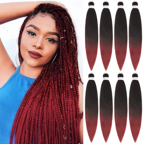 Miniatura 57 de Alrence Cabello estirado para hacer trenzas, trenza larga de 30 pulgadas, 8 paquetes, extensiones profesionales de trenzado de cabello sintético, 1b#