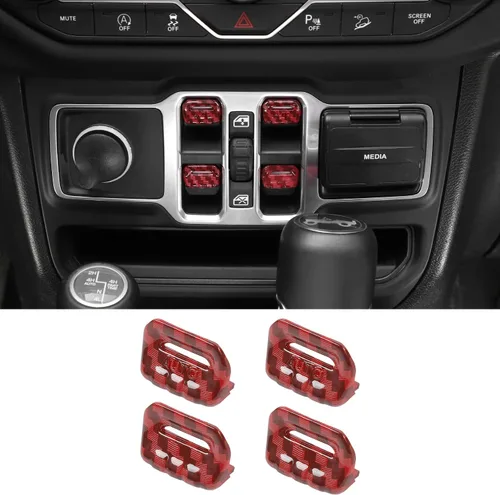 Miniatura 14 de Jimen Compatible con Jeep Wrangler JL JLU 2018-2023 y Jeep Gladiator JT 2020-2023, 4 piezas de cubierta de interruptor de botón de ventana