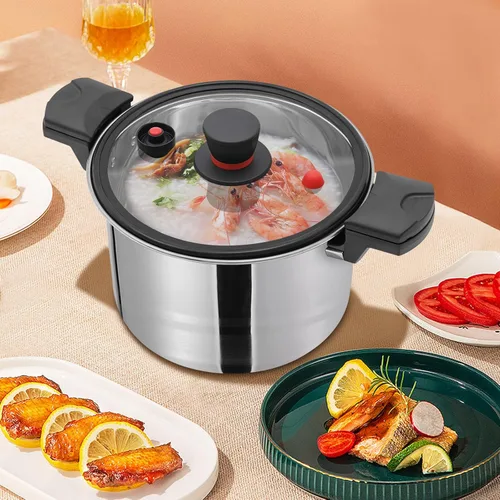 Miniatura 9 de Olla a presión de 7L/6.35 cuartos de galón, olla a presión de acero inoxidable 201 con válvula de limitación de presión y esponja, utensilios