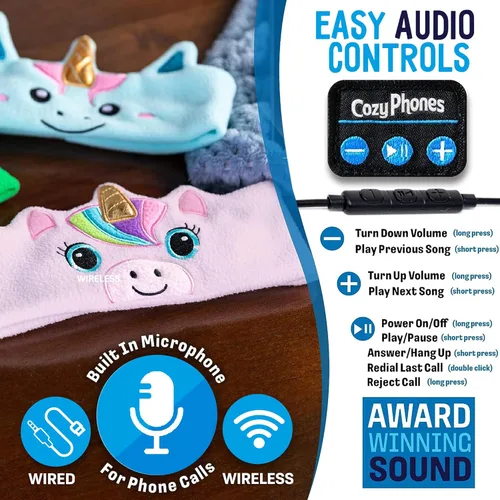 Miniatura 5 de Auriculares inalámbricos para niños pequeños, auriculares Bluetooth para niños, volumen seguro - Auriculares escolares con cable para niños