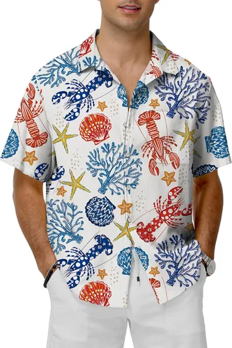 Miniatura 30 de KYKU Hawaiian Shirt for Men: Tropical Summer Beach Short Sleeve Button Down Shirt with Pocket