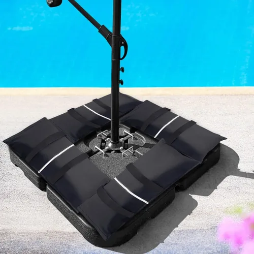 Miniatura 2 de Bolsas de arena para base de paraguas, 2 bolsas de arena rellenables de 50 libras para base de paraguas, sombrilla de patio voladizo, trampolín