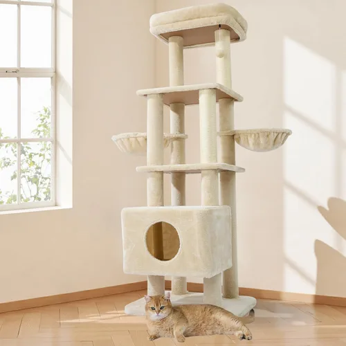 Gardner Pet Torre de árbol de gato resistente de 65 pulgadas para gatos grandes, muebles para gatos de varios niveles con poste rascador de sisal
