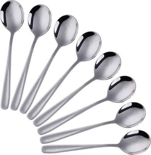 Miniatura 11 de 8-Piece Stainless Steel Table Spoons, 7 Inch Soup Spoons for Cereal, Dessert, Soup, Coffee & Tea(black）