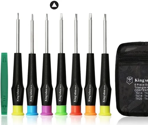 Miniatura 8 de Juego de destornilladores de cabeza triangular completa para juguetes electrónicos, 7 piezas de tornillos de seguridad triangulares Kit
