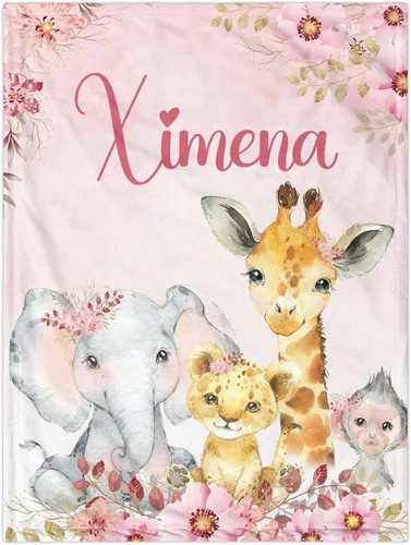 Miniatura 16 de J&SBGFT Manta personalizada para bebé niña, manta de recepción de elefante, regalo personalizado para bebé, esenciales para recién nacidos, 30 x 40