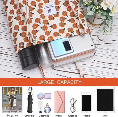 Miniatura 133 de Ayieyill - Bolsa de pana para mujer y niña, con correa de lona para colgar al hombro, bolsa con bolsillo