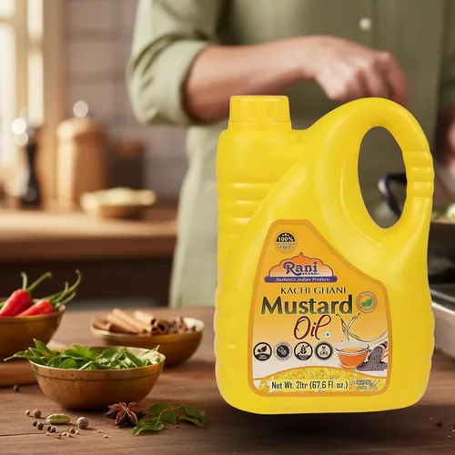Miniatura 4 de Aceite de mostaza Rani (Kachi Ghani) 67.6 onzas (2 litros) sin OMG Sin gluten Vegano 100% natural Kosher