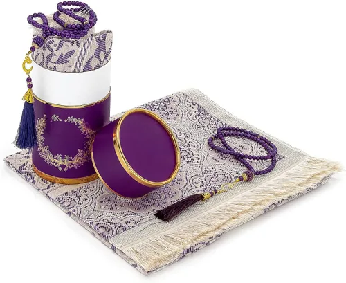 Miniatura 14 de ihvan online Alfombra de oración musulmana y cuentas de oración con caja de regalo cilíndrica de diseño elegante, Janamaz, suave sajadah, juego
