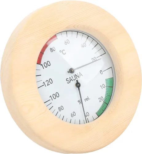 Miniatura 4 de Focket Sauna Thermometer, 2 in 1 Real Time Monitoring Sauna Hygrometer, Wood Construction Hygrothermograph with Wall Mounted Design for Room Hotel
