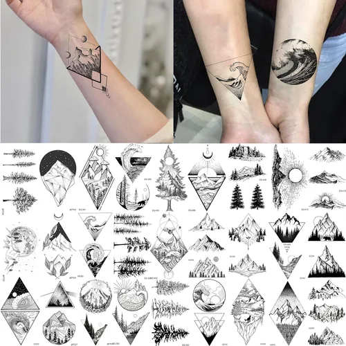 Miniatura 2 de 60 hojas de tatuajes temporales 3D de león y tigre geniales para hombres y mujeres, tatuajes falsos pequeños y aterradores de diablo, calavera