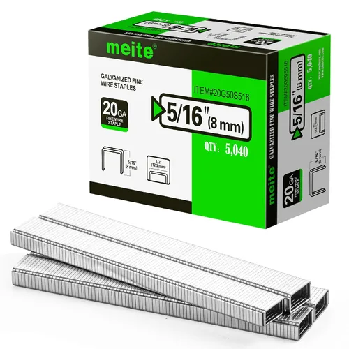 Miniatura 12 de meite Grapas de tapicería galvanizadas de calibre 20, corona de 1/2 pulgada (0.484 in) con longitud de 1/2 pulgada, resistente para construcción