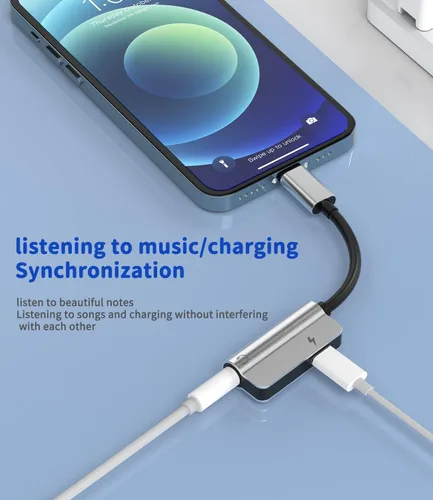 Miniatura 2 de Adaptador Lightning a iPhone de 0.138 in para conector de auriculares, cargador AUX, adaptador de audio para cable 2 en 1 compatible con cable 7 8 X