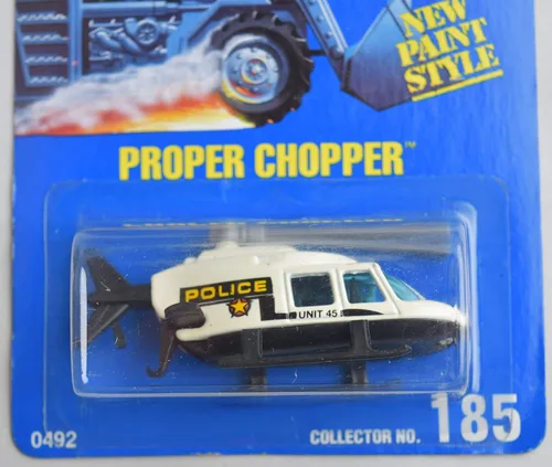 Miniatura 2 de Hot Wheels 1:64 Escala Blanco/Negro Proper Chopper # 185 ON All Blue Card