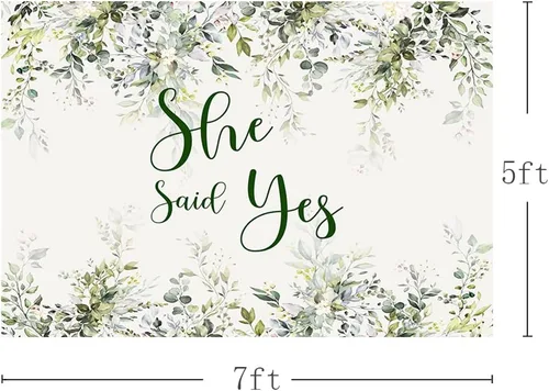 Miniatura 3 de MEHOFOND Telón de fondo de eucalipto para despedida de soltera de 7 x 5 pies, pancarta de hojas verdes, fondo de fotografía para mujeres, boda
