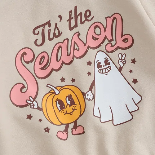 Miniatura 5 de Traje de Halloween para bebé niña, manga larga, cuello redondo, letras de fantasma, parte superior con estampado de fantasma, parte inferior