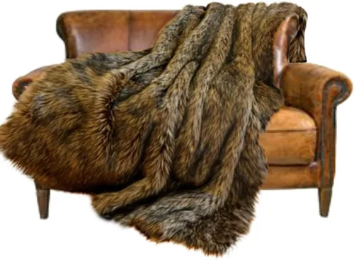 Miniatura 24 de Fur Accents Manta suntuosa de piel sintética de lujo, calidad de diseñador fabricada en Estados Unidos, Winter Fox