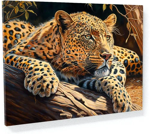 Miniatura 15 de Sense Canvas Arte en lienzo con retrato de leopardo verde 2 – Decoración del hogar para pared, póster grande 40 x 30 / 0.75 pulgadas