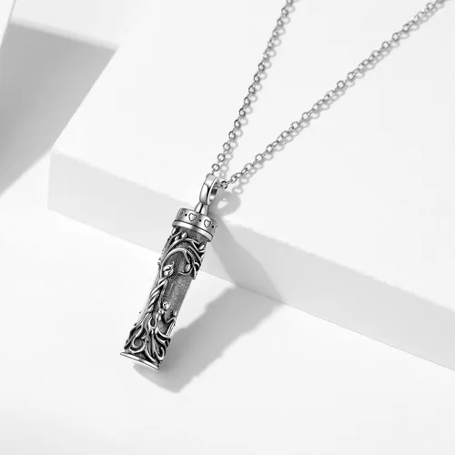 Miniatura 35 de Collar con colgante de urna de cenizas de cremación y árbol de la vida para mujer, plata de ley US1