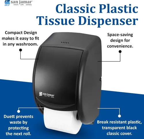 Miniatura 4 de Dispensador doble de papel de baño estándar San Jamar R3500TBK, color perla negra