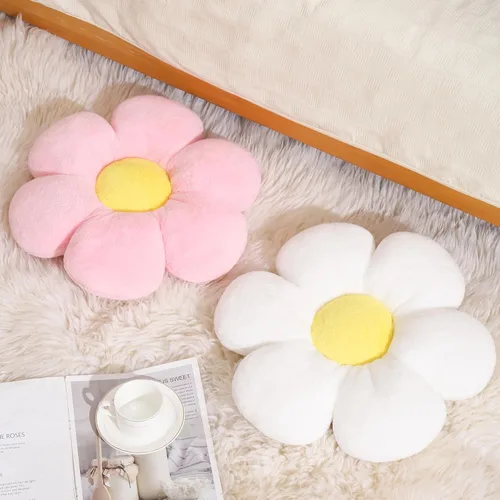 Miniatura 7 de Almohada de Flores Rosadas de 17.7 Pulgadas – Almohada Decorativa Linda en Forma de Margarita, Cojín de Asiento Floral Suave, Almohadas de Piso