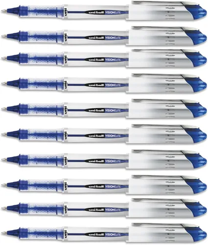 Uniball Vision Elite - Bolígrafo con punta redonda, tinta azul, 10 bolígrafos por pedido (69024)