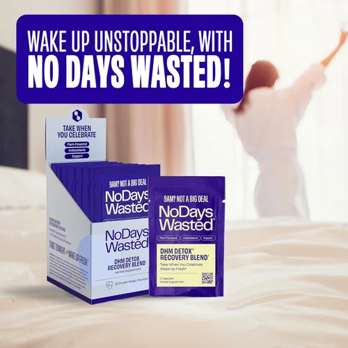 Miniatura 7 de DHM Detox - No Days Wasted - Nuevo aspecto - Suplemento de dihidromiricetina, cardo mariano, tuna espinosa, vitaminas B, mezcla de electrolitos