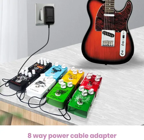 Miniatura 2 de Adaptador de fuente de alimentación de pedal de guitarra 9V DC 2A con cable de cadena margarita de 8 vías 2000mA