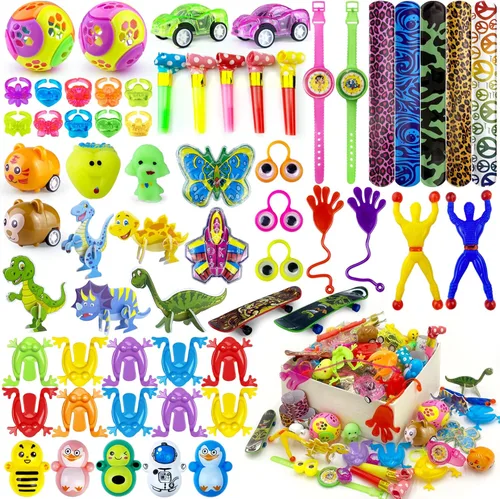 XIPEGPA Surtido de 62 piezas de juguetes de fiesta para recompensas de aula, juguetes a granel, juguetes de fiesta de cumpleaños, bolsas de regalo,