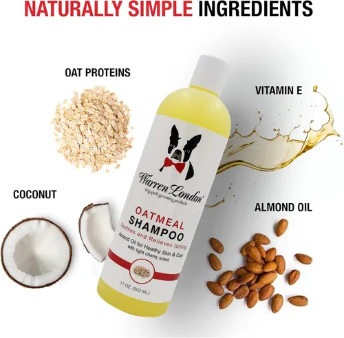 Miniatura 3 de Warren London Champú de avena para perros, alivio calmante para piel con picazón, escamosa, seca y sensible, impregnado con vitaminas y aceite