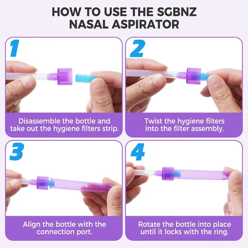 Miniatura 6 de Aspirador nasal para bebé con 20 filtros de higiene para la nariz, limpiador de nariz reutilizable para bebés, fácil de usar y limpiar