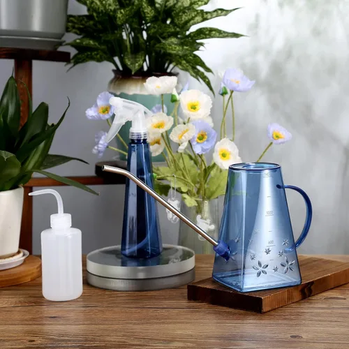 Miniatura 2 de Goowin - Regadera para plantas de interior, boquilla larga, regadera pequeña de 47 oz para interior con botella de espray adicional de 16 oz y Azul