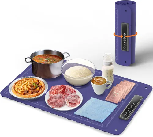 Miniatura 8 de Tapete de calentamiento para alimentos, bandeja eléctrica caliente, calentador de alimentos de superficie completa, 4 niveles de temperatura